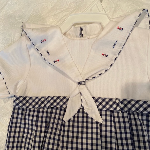 Checked Blue & White Sailor One piece suit - Picture 2 of 8